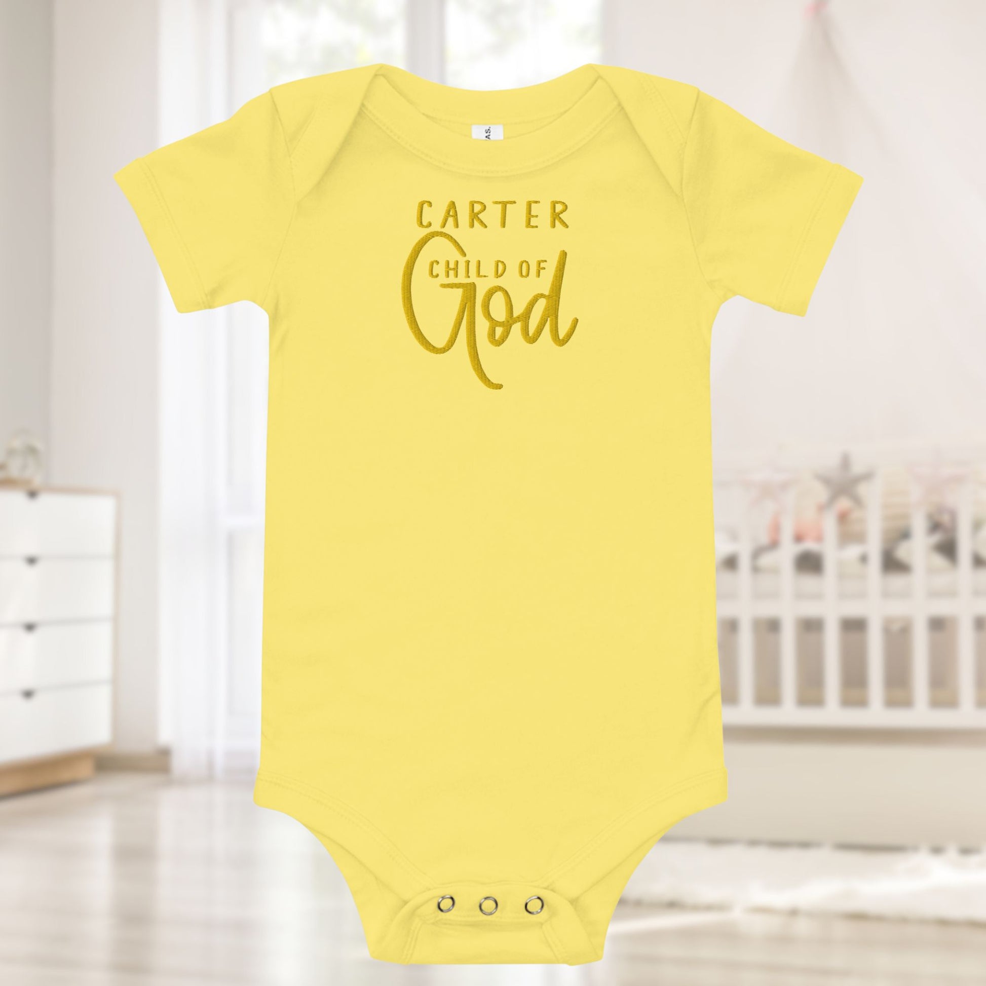 Child of God Personalized Embroidered Baby Onesie - Amazing Faith Designs