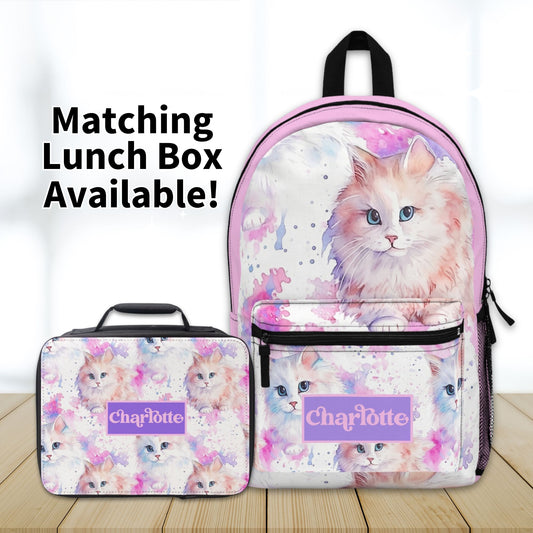 Cats Personalized Pink Backpack for Kids