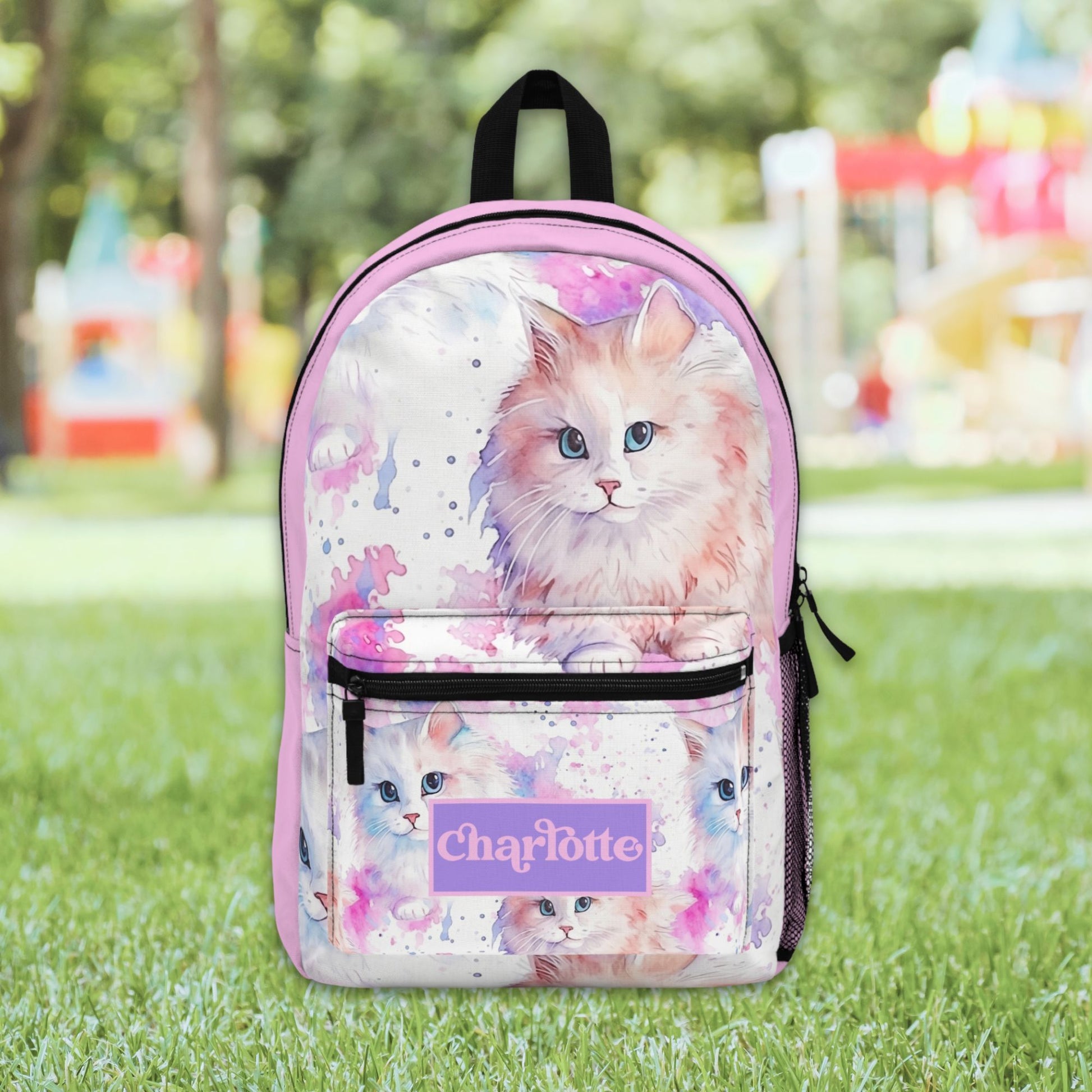 Cats Personalized Pink Backpack - Amazing Faith Designs