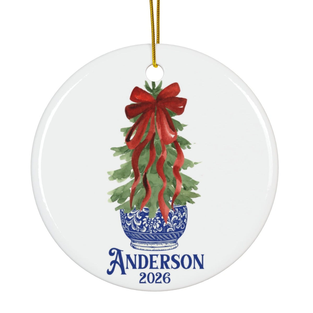 Chinoiserie Tree Personalized Ceramic Ornament - Amazing Faith Designs