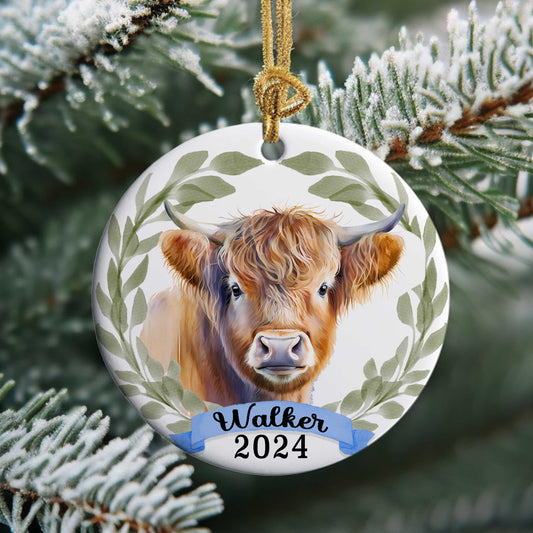 Hereford Cow Personalized Ornament - Amazing Faith Designs