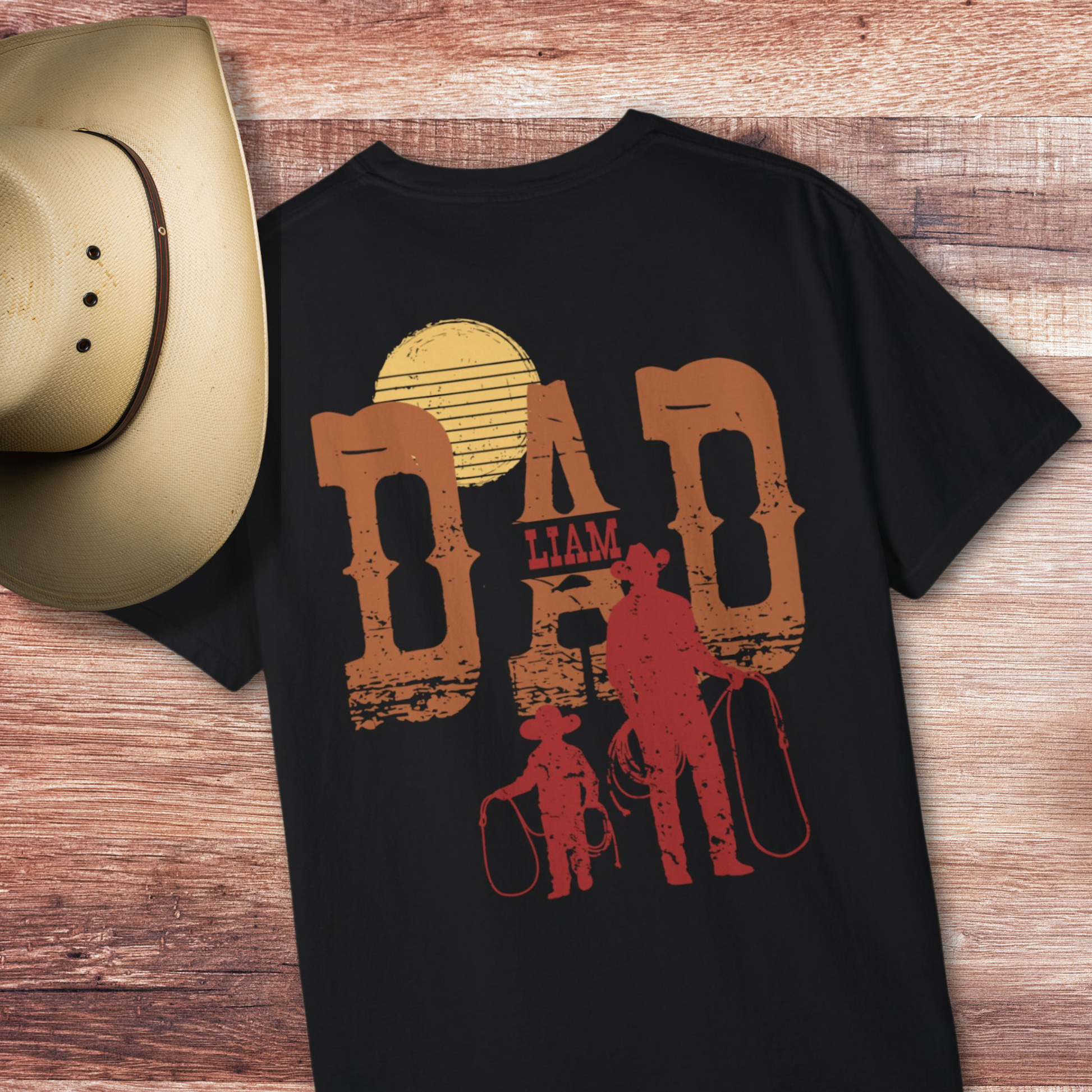 Cowboy Dad Personalized Unisex Garment-Dyed T-shirt - Amazing Faith Designs