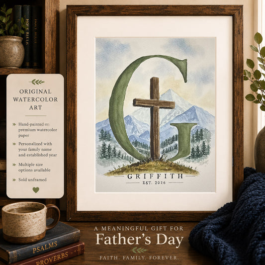Personalized Watercolor Initial Painting for Dad or Grandpa - Amazing Faith Designs