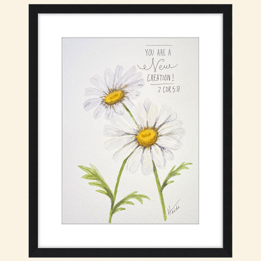 Daisy Scripture Watercolor - Original Painting - Amazing Faith Designs