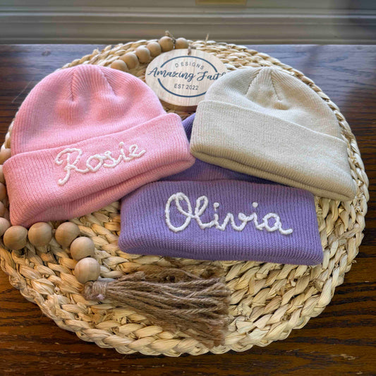 Hand Embroidered Kids Beanie - Amazing Faith Designs