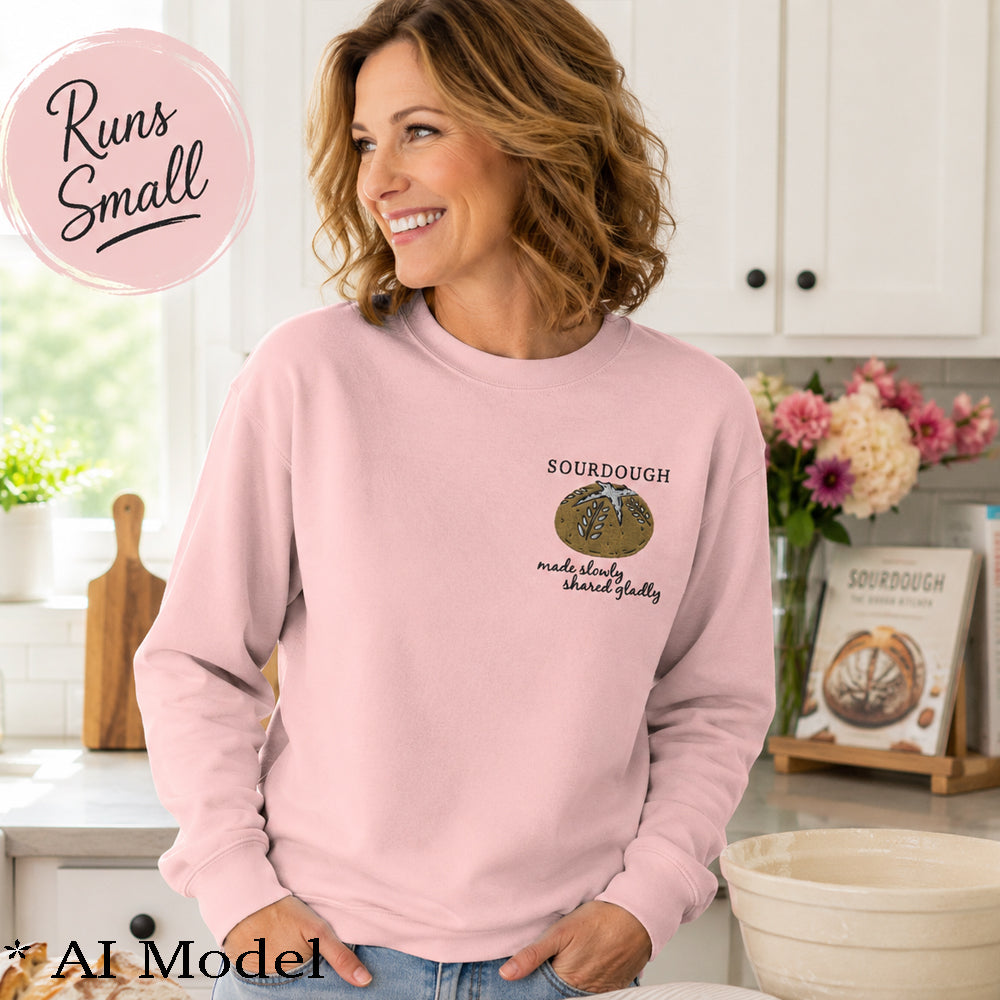 Embroidered Sourdough Unisex Premium Sweatshirt - Made Slowly, Shared Gladly