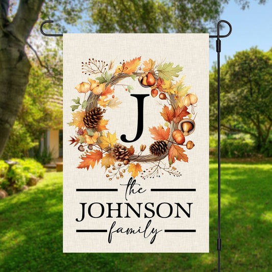 Fall Monogram Garden Flag - Amazing Faith Designs