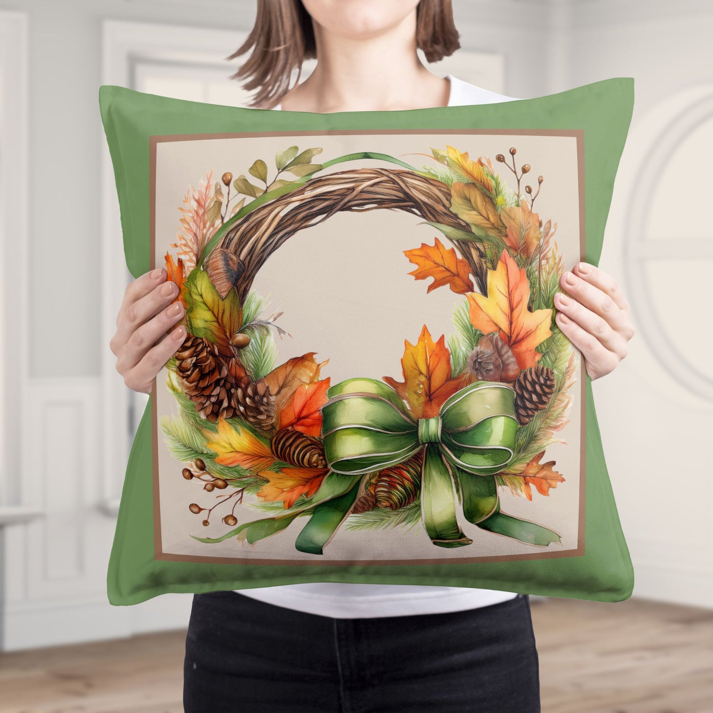 Fall Wreath Pillow Cover - Amazing Faith Designs