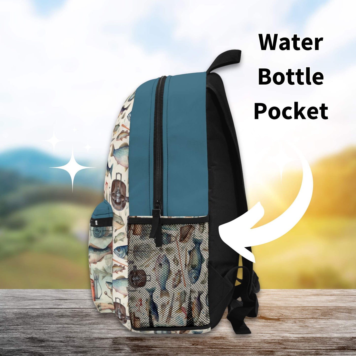 Fishing Personalized Backpack With Water Bottle Pocket - Amazing Faith Designs