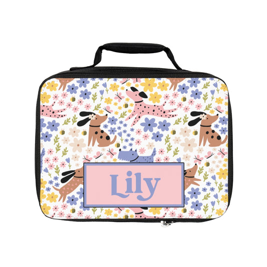 Floral Dogs Personalized Lunch Box for Kids
