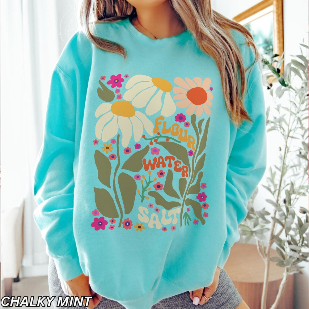 Flour Water Salt Floral Sourdough Lightweight Sweatshirt - Amazing Faith Designs
