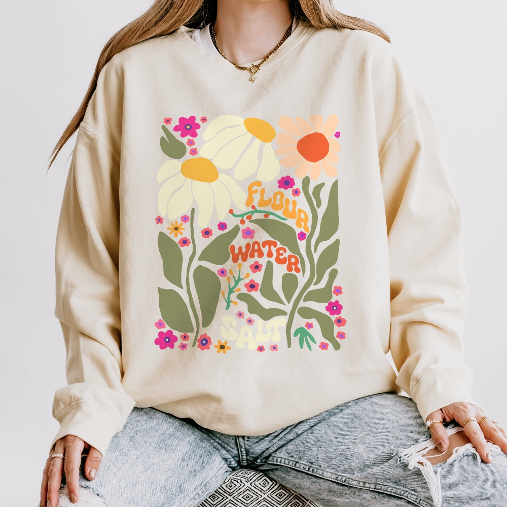 Flour Water Salt Floral Sourdough Lightweight Sweatshirt - Amazing Faith Designs