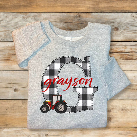 Monogram Tractor Toddler Sweatshirt - Amazing Faith Designs