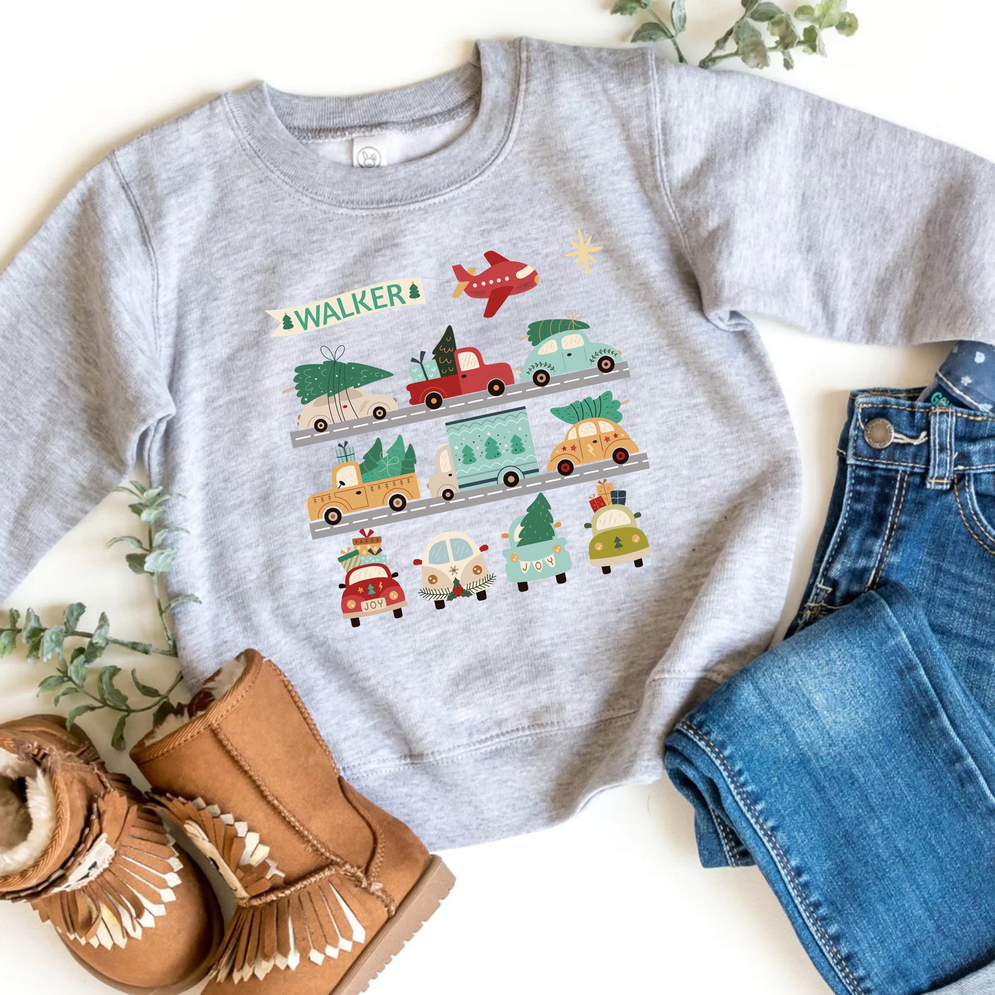 Christmas Cars Personalized Toddler Sweatshirt - Amazing Faith Designs