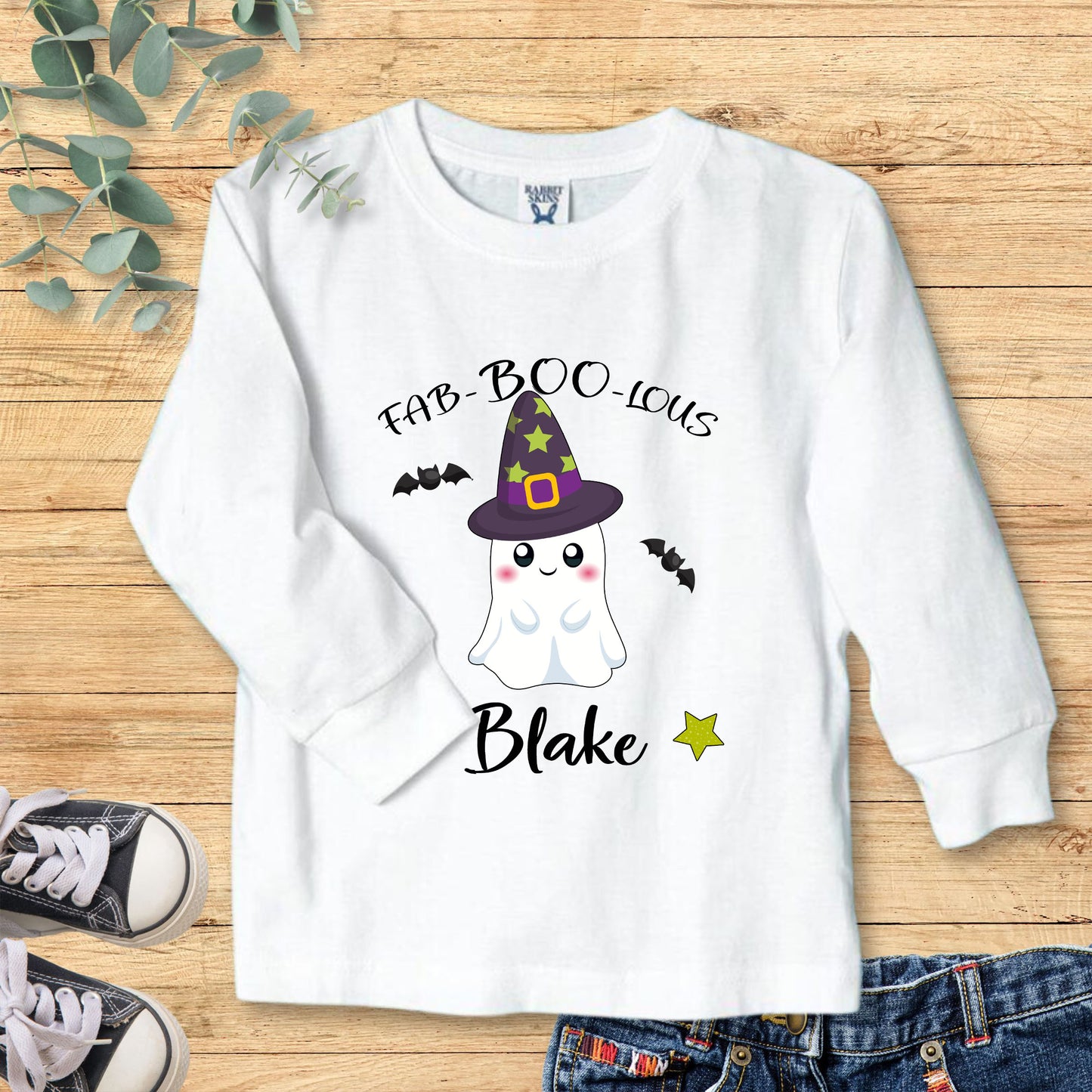 Halloween Ghost Personalized Toddler Long Sleeve Tee, Trick or Treat Shirt - Amazing Faith Designs