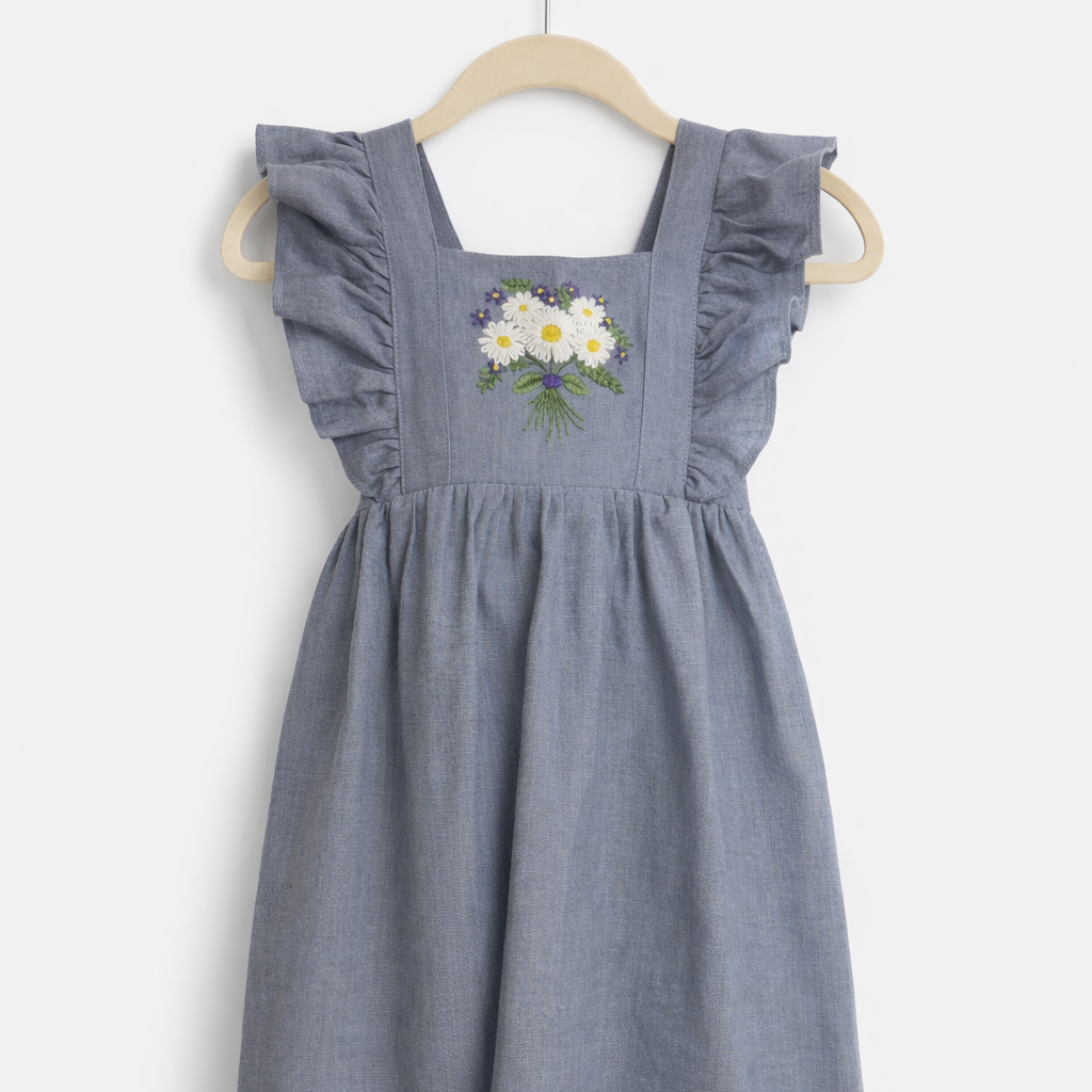 Hand Embroidered Ruffle Toddler Sundress - Amazing Faith Designs