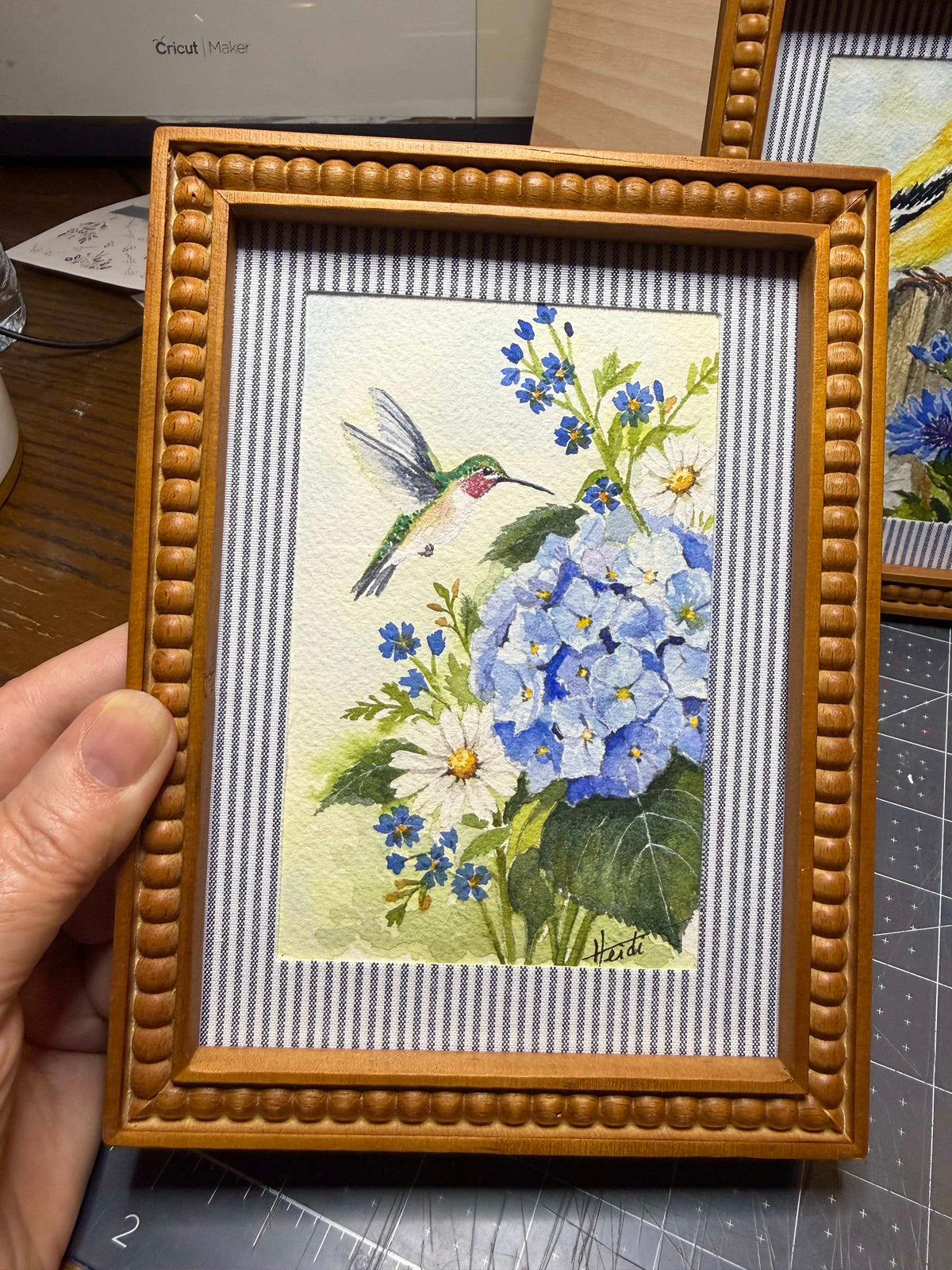 Hummingbird & Hydrangeas — Original Watercolor & Fine Art Prints