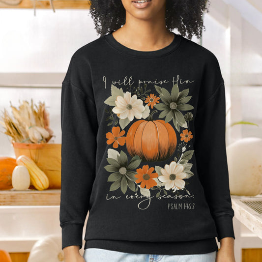 Christian Fall Sweatshirt | Psalm 146:2 - Amazing Faith Designs