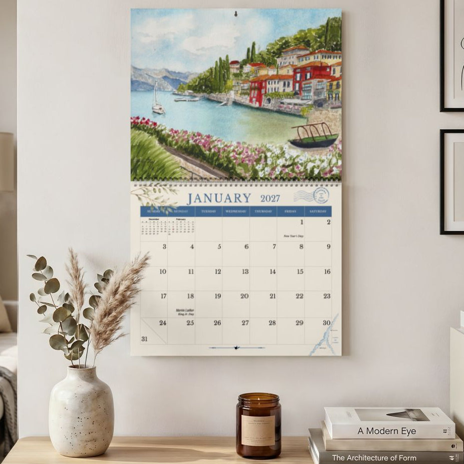 Lake Como 2027 Watercolor Calendar | Watercolors from Italy