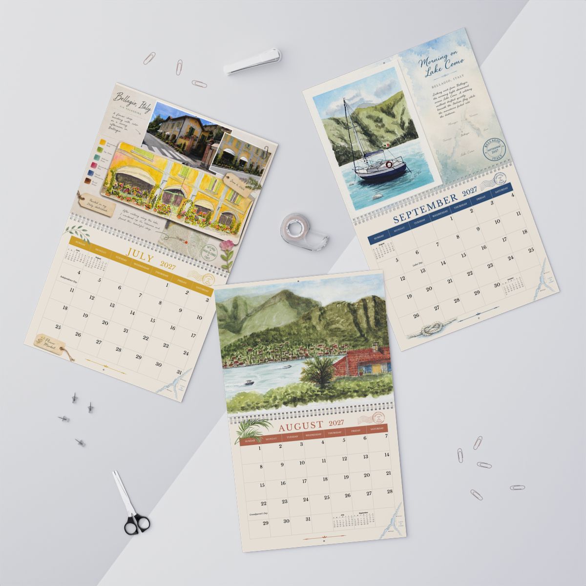 Lake Como 2027 Watercolor Calendar | Watercolors from Italy