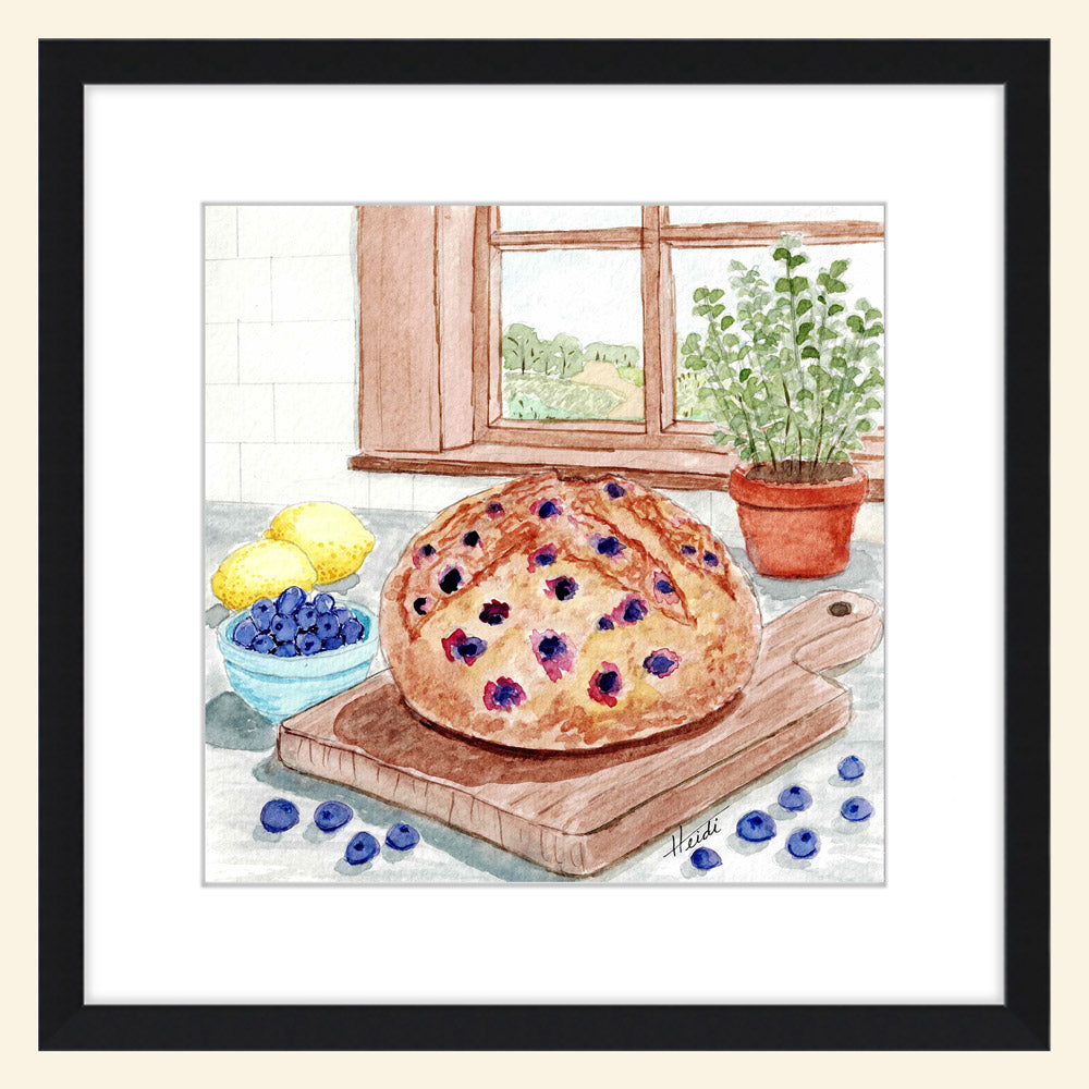 Lemon Blueberry Sourdough Watercolor Painting on Paper - Amazing Faith Designs