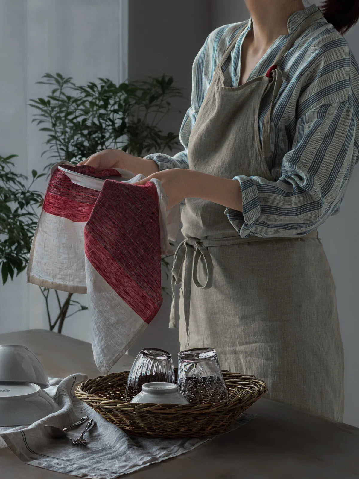 Hand Embroidered Linen Apron - Daily Bread - Amazing Faith Designs