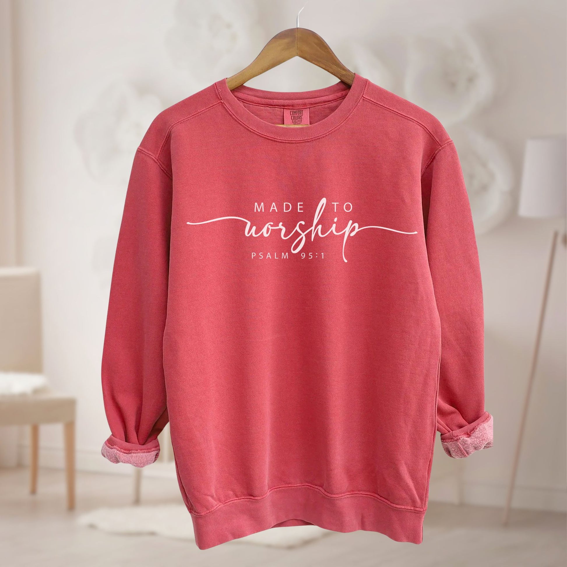 Made to Worship Comfort Colors Christian Sweatshirt - Amazing Faith Designs