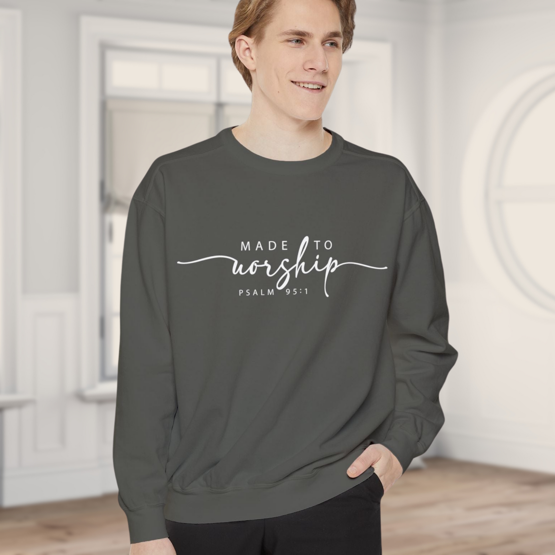 Made to Worship Comfort Colors Christian Sweatshirt - Amazing Faith Designs