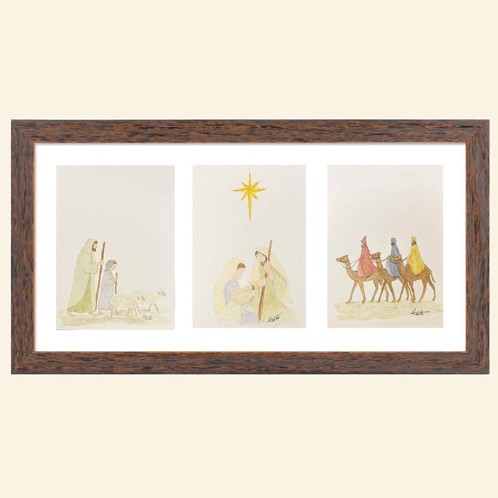 Minimalist Nativity Original Watercolor Painting - Amazing Faith Designs