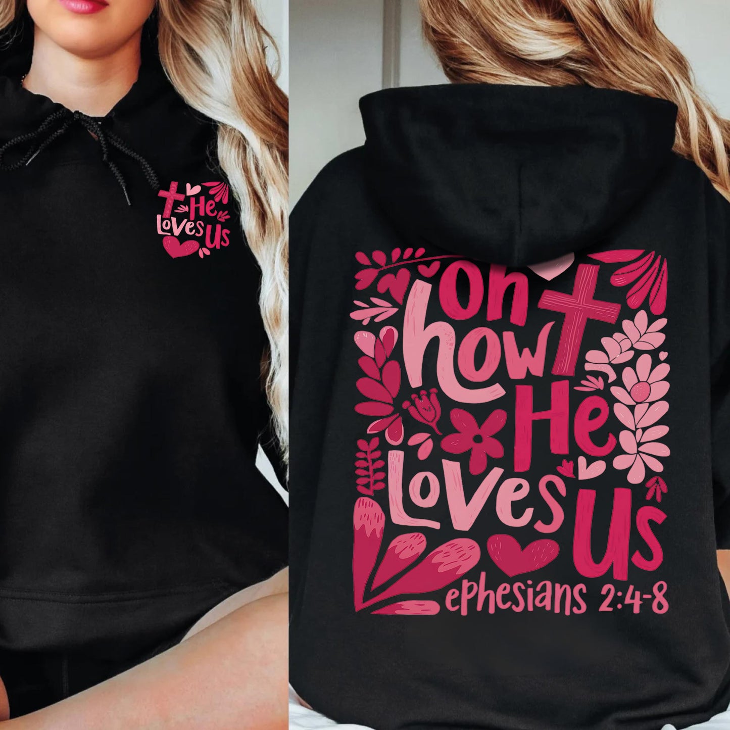 Oh How He Loves Us Christian Hoodie - Amazing Faith Designs