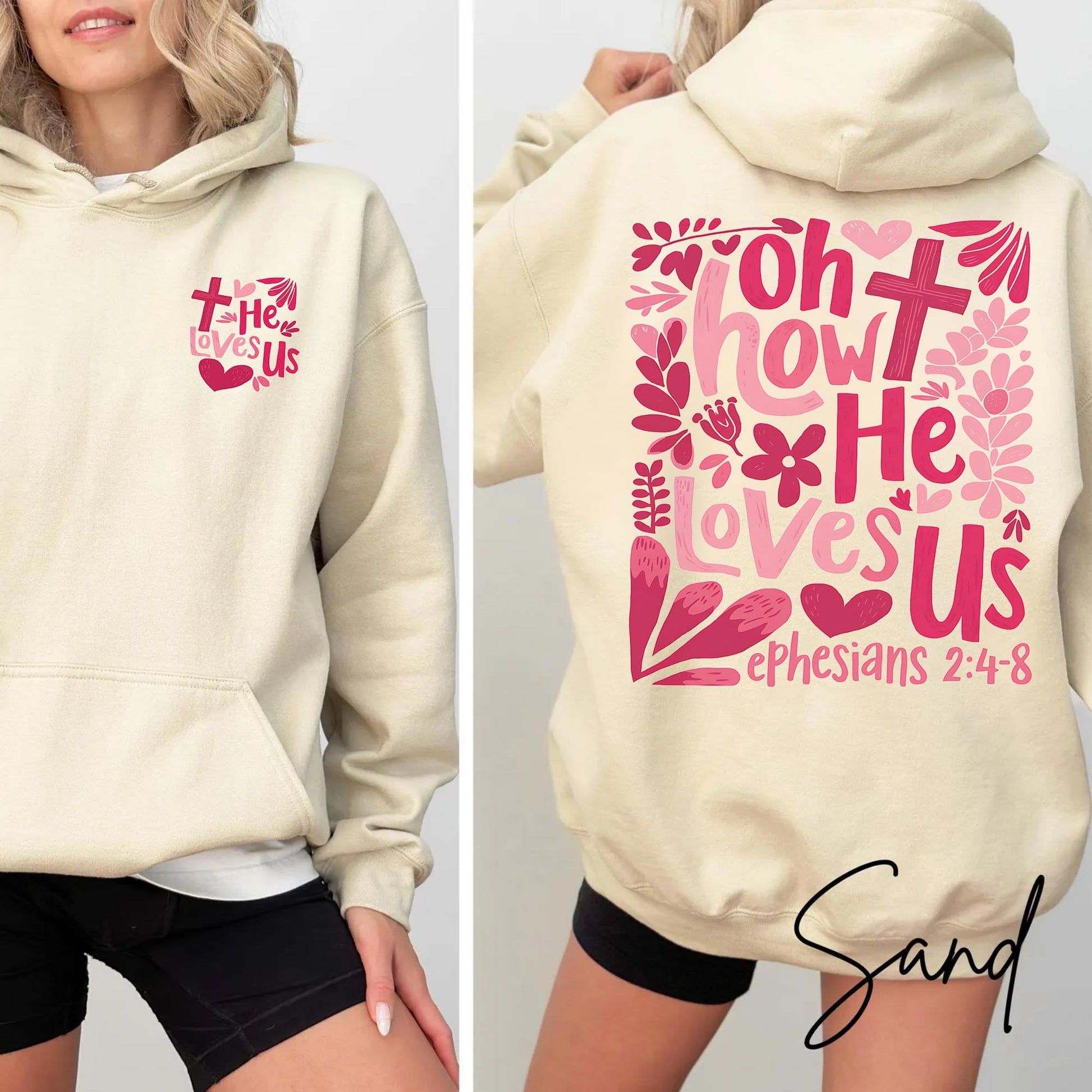 Oh How He Loves Us Christian Hoodie - Amazing Faith Designs