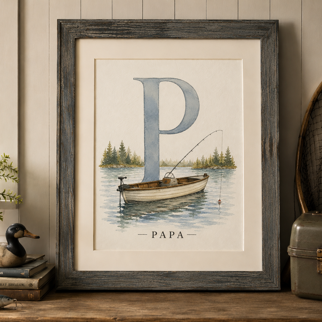 Personalized Watercolor Initial Painting for Dad or Grandpa - Amazing Faith Designs