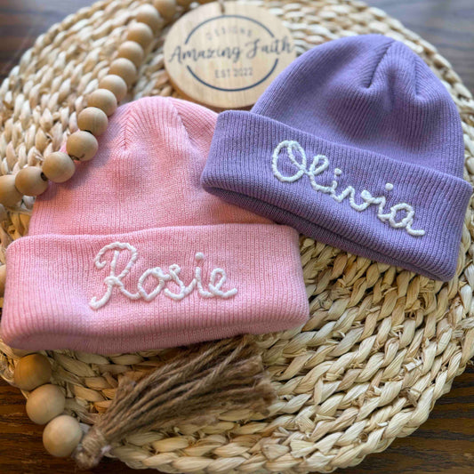 Hand Embroidered Kids Beanie - Amazing Faith Designs