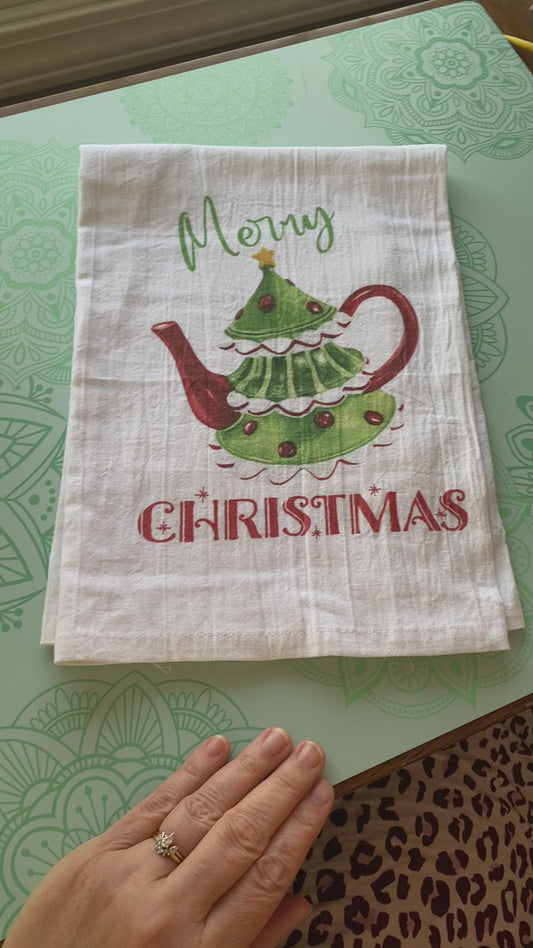Christmas Teapot Kitchen Tea Towel