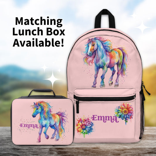 Rainbow Horse Pink Backpack for Kids