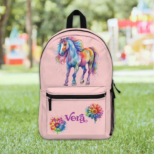 Rainbow Horse Pink Backpack - Amazing Faith Designs