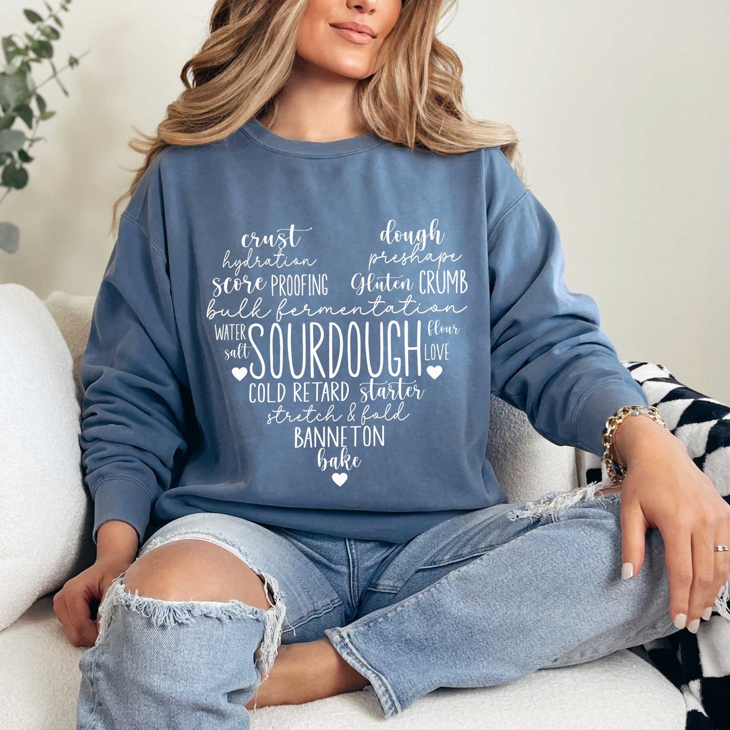 Sourdough Love Heart Lightweight Sweatshirt - Amazing Faith Designs