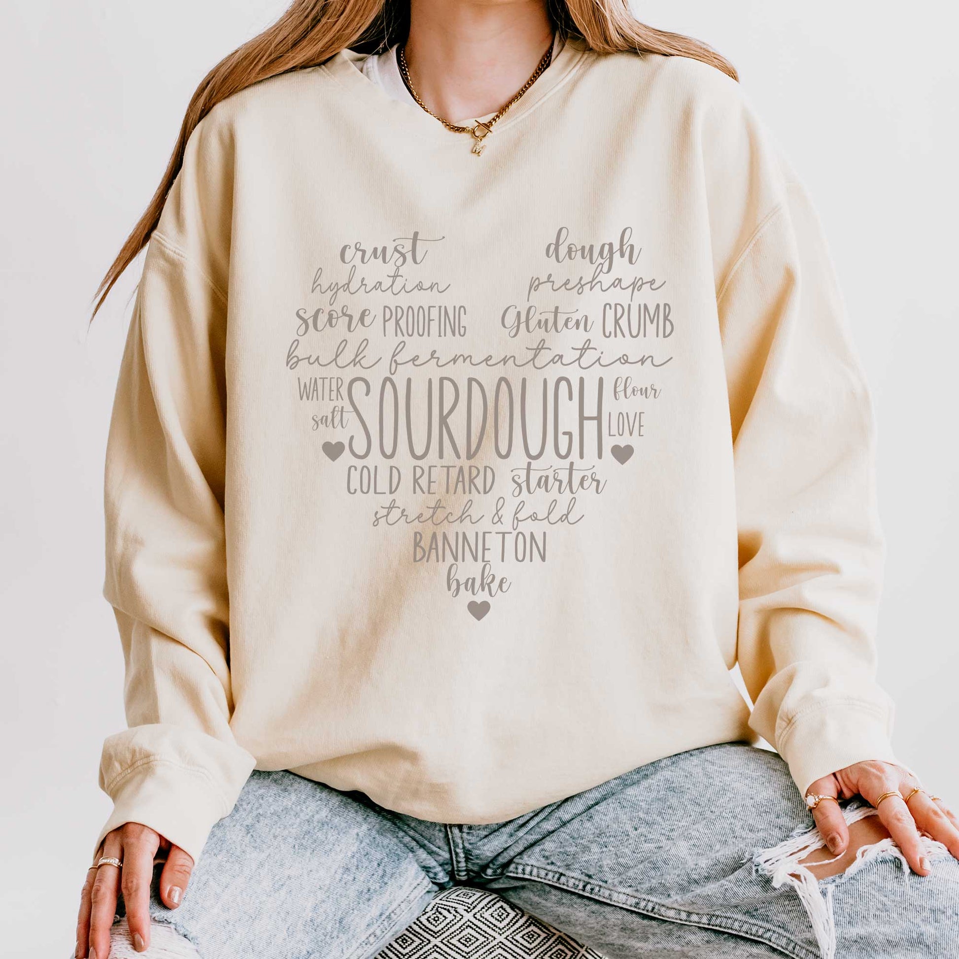 Sourdough Love Heart Lightweight Sweatshirt - Amazing Faith Designs