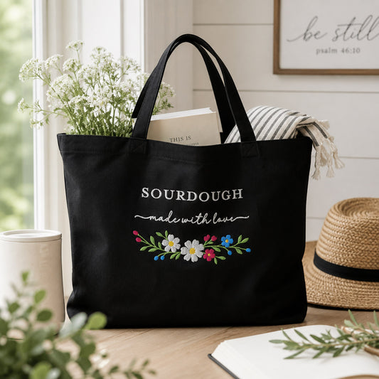 Sourdough Made With Love Large organic tote bag - Amazing Faith Designs
