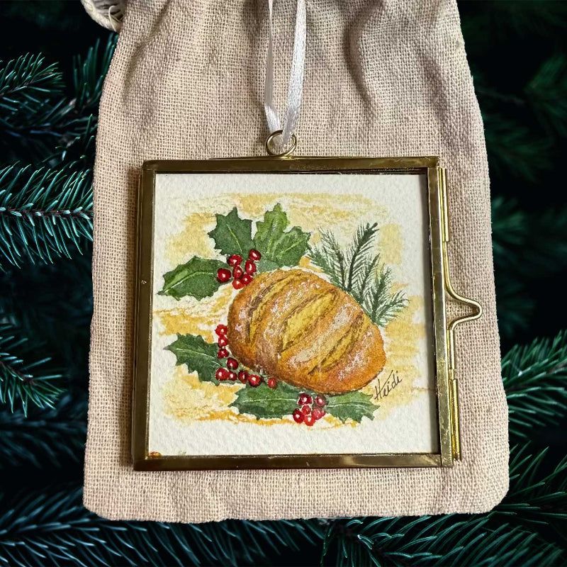 Sourdough Hand Painted Glass Frame Ornament - Amazing Faith Designs