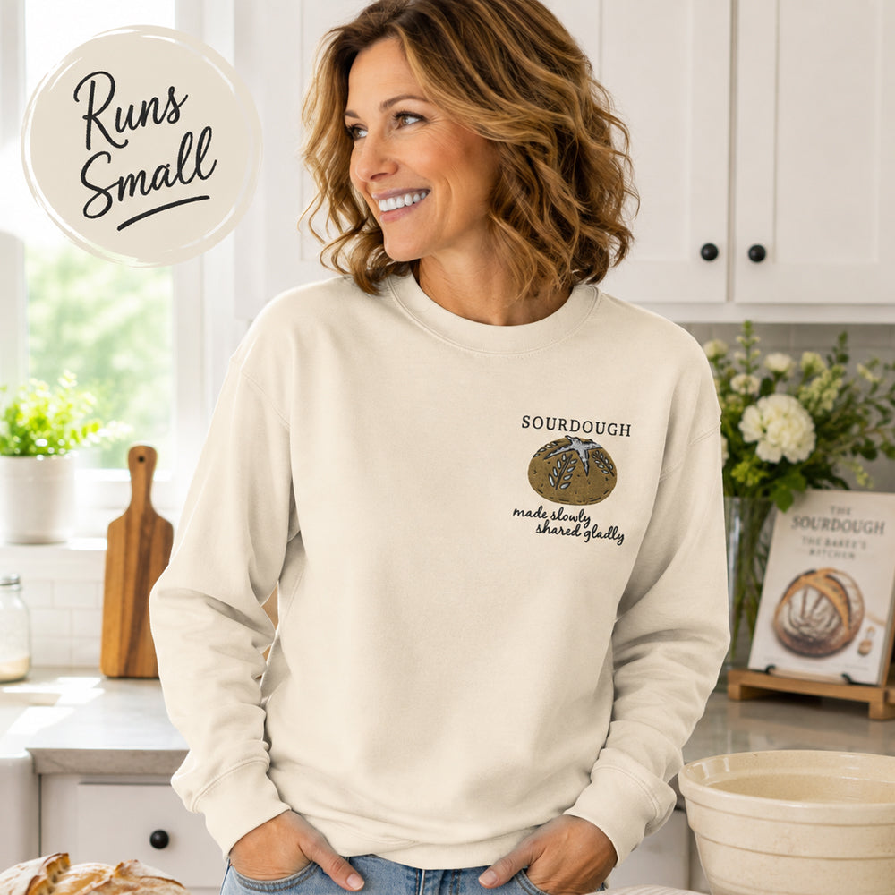 Embroidered Sourdough Unisex Premium Sweatshirt - Made Slowly, Shared Gladly