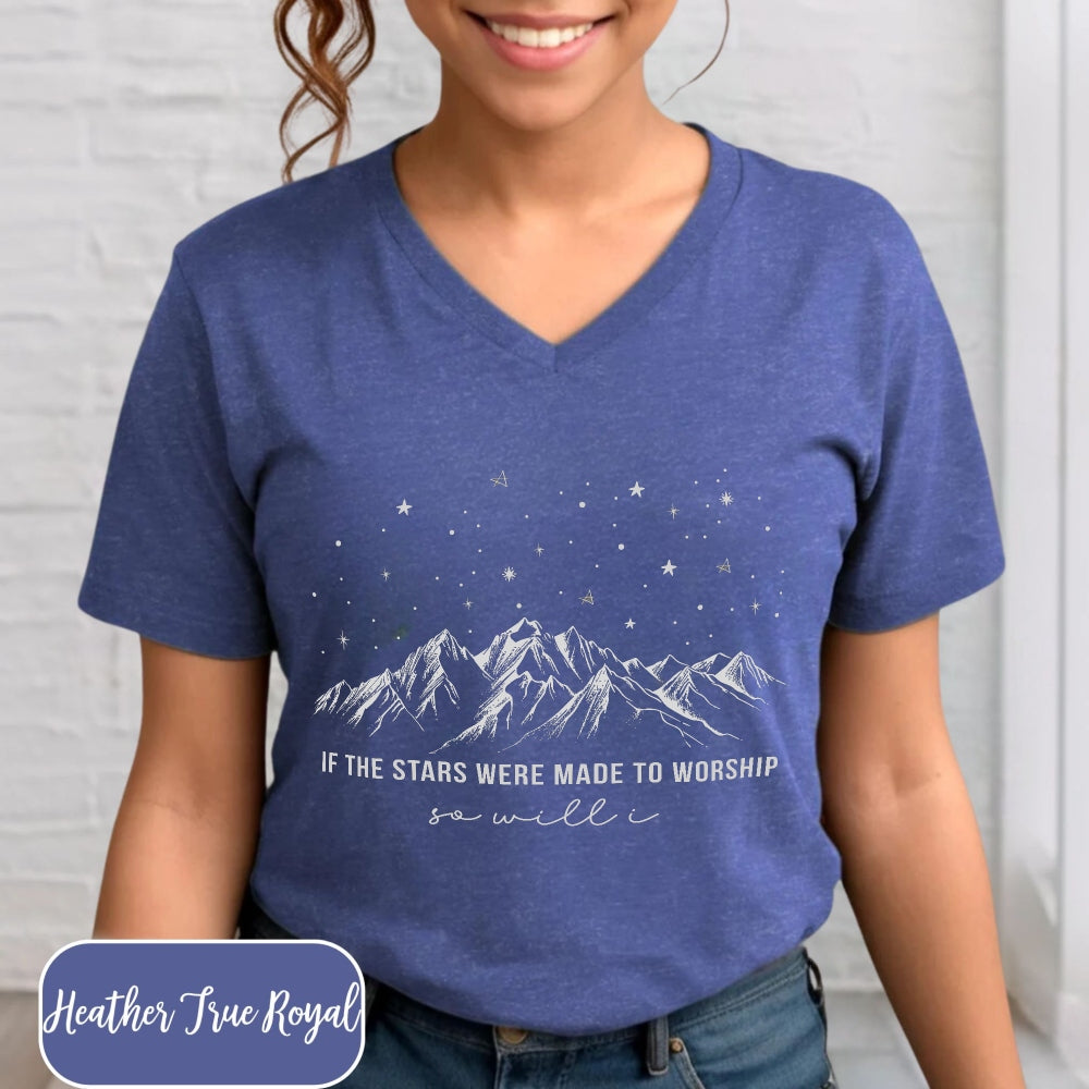 If the Stars Worship V-Neck Christian Shirt - Amazing Faith Designs