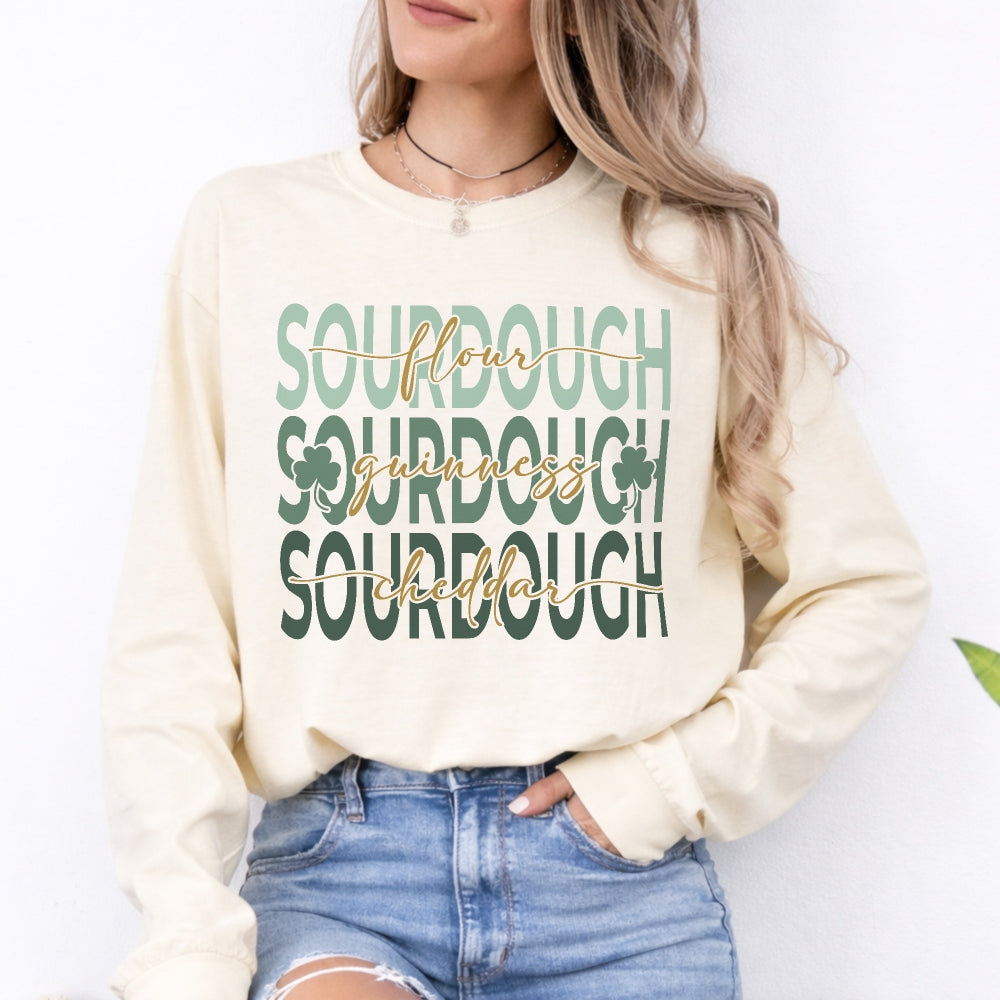 St Patricks Day Guinness Cheddar Sourdough Long Sleeve Shirt - Amazing Faith Designs