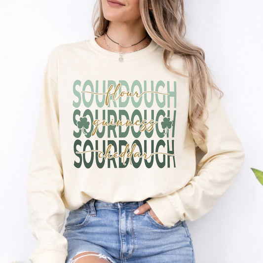 St Patricks Day Guinness Cheddar Sourdough Long Sleeve Shirt - Amazing Faith Designs