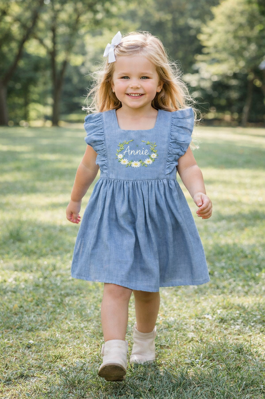 Hand Embroidered Ruffle Toddler Sundress - Amazing Faith Designs
