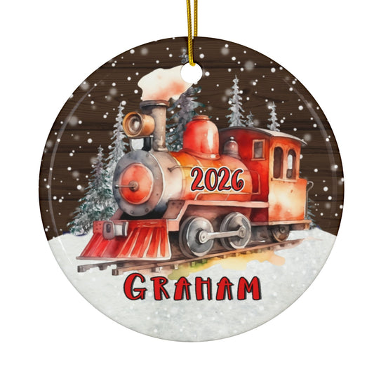 Train Personalized Ceramic Ornament