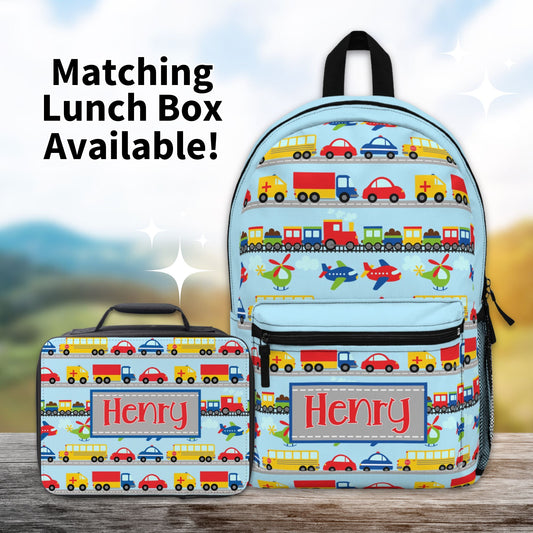Transportation Cars Personalized Lunch Box - Amazing Faith Designs