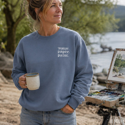 Water Paper Paint Watercolor Artist Lightweight Sweatshirt