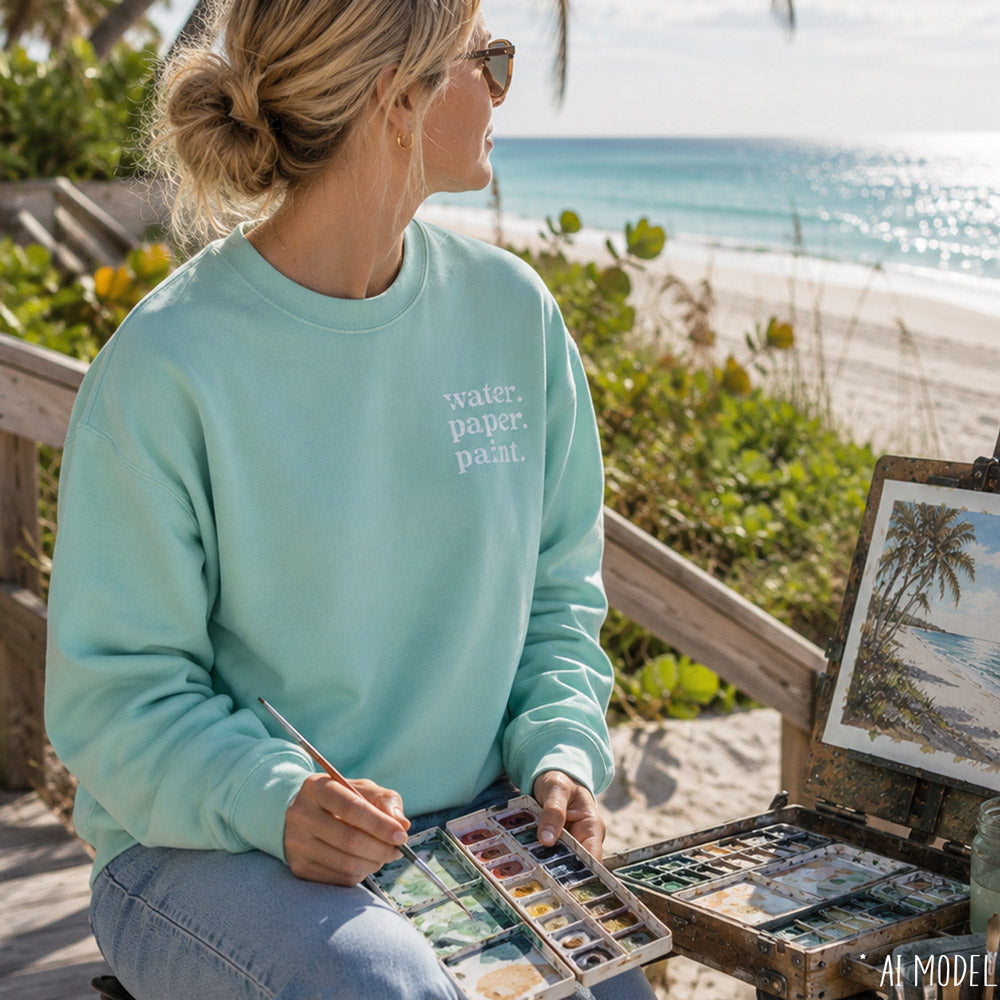 Water Paper Paint Watercolor Artist Lightweight Sweatshirt