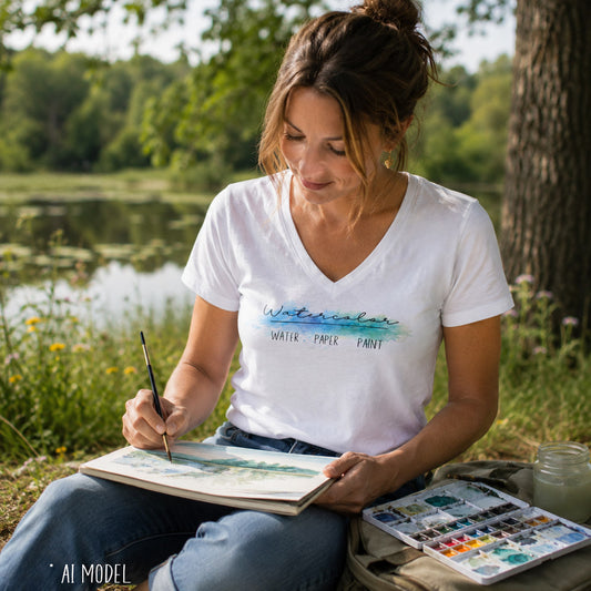 Watercolor Artist V-Neck T-Shirt